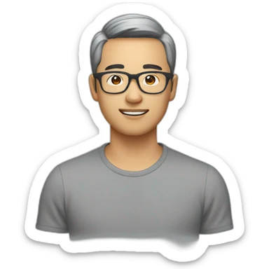 Asian men wearing  square grey specs sticker