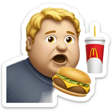 A really fat guy eating macdonalds sticker