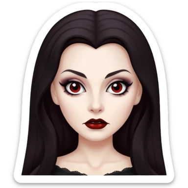 Vampira with long dark brown hair sticker