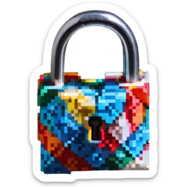 Padlock crafted from paper, origami lock sticker
