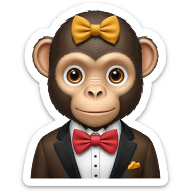 chimpanzee with bow tie sticker