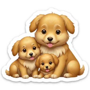 golden dog with its puppies sticker