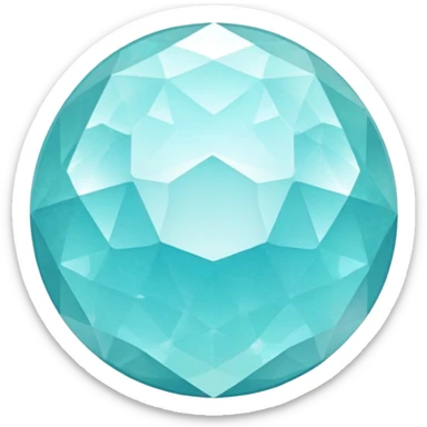 Faceted round smithsonite with robin's egg blue color and holographic shimmer sticker