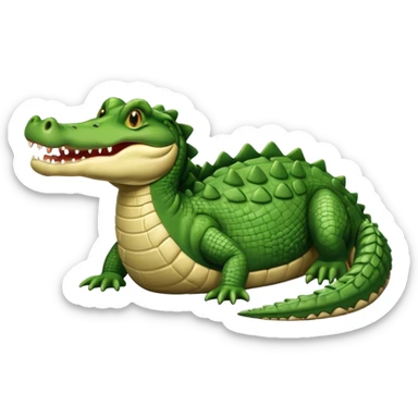 Crocodile  laying down with tail over its back with its mouth alittle open looking to the right sticker