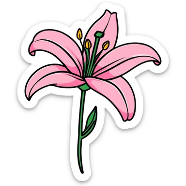 Pink lily flower sticker