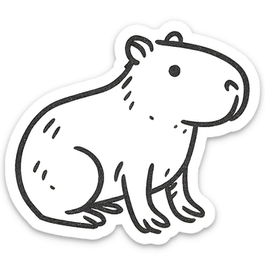 capybara, minimalist black outline icon, no fill, simple and recognizable sticker