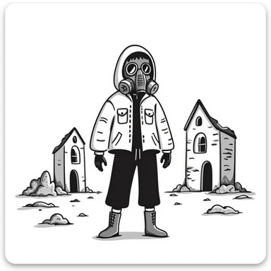 Stalker in a gas mask, Chernobyl zone sticker