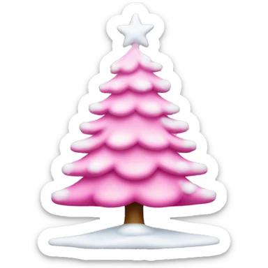 a pink christmas tree with snow sticker