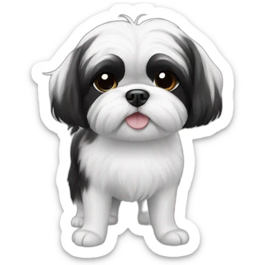 black and white shihtzu sticker