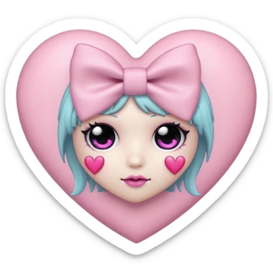 pastel goth heart with pastel bow sticker