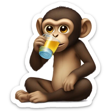 Monkey drinking sticker