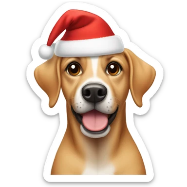 Dog wearing a Christmas hat sticker