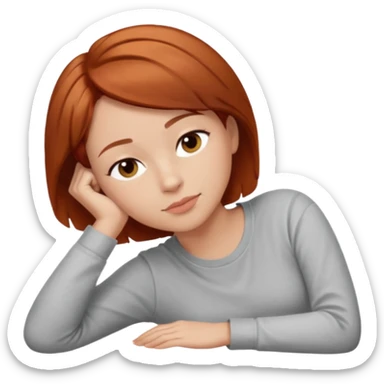 a woman, alone, short hair, light skin, auburn hair, laying on her side sticker