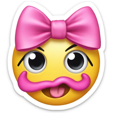 smily face with tongue out with pink hairbow sticker
