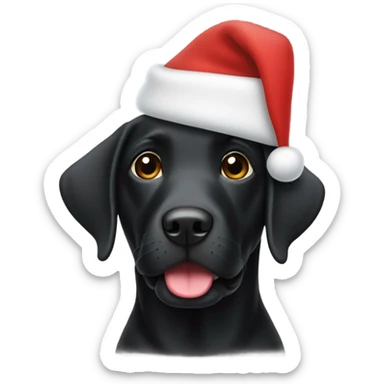 Black Labrador wearing a Santa hat sticker