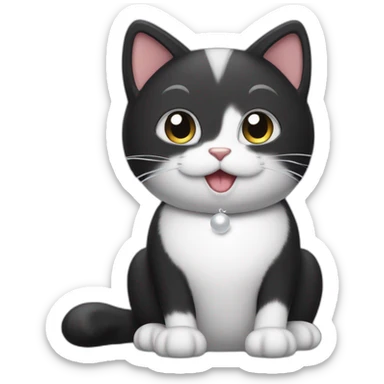 Cute happy Tux cat,The tail is always raised, and the tip of the tail is a small white ball. sticker