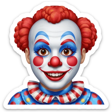 glitter red and blue clown happy sticker