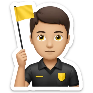 A young referee holding a flag, focused on the match. sticker