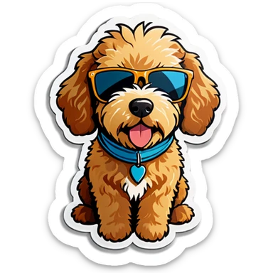 Mini golden doodle with sunglasses  sticker