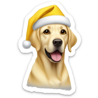 Yellow labrador wearing yellow santa hat sticker