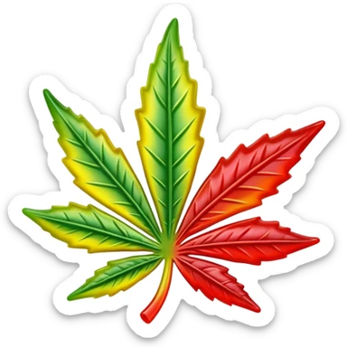 colorful shiny gusher gummy shaped like a cannabis leaf sticker