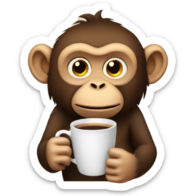 A tired monkey drinking coffee sticker