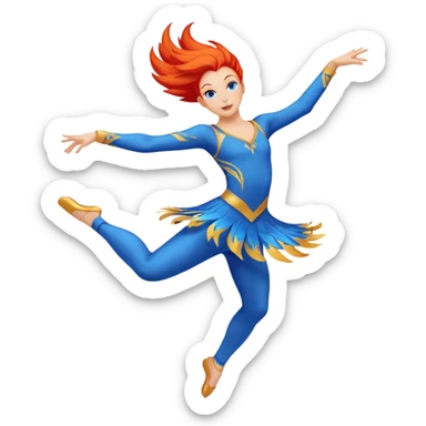 lyrical dancer mid-air firebird jump blue outfit expressive sticker