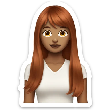 beautiful girl with long red brown hair and curtain bangs sticker