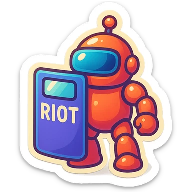 Lets do something else now. can you show me a riot shield robot sticker