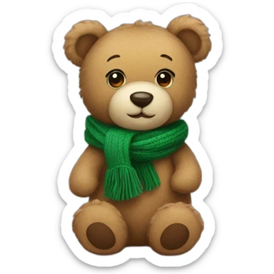 Teddy bear in a green scarf sticker