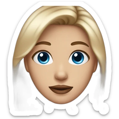 emoji with blue eyes and brown hair with blonde highlights and lipstick sticker