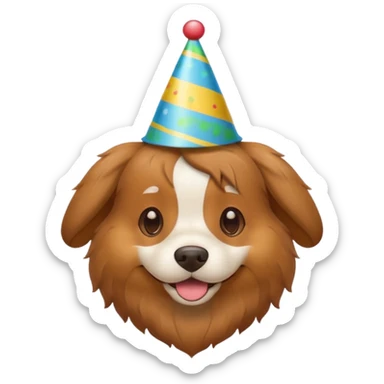 Dog wearing party hat sticker
