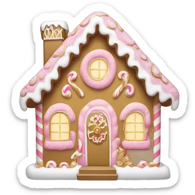light pink and gold and white gingerbread house sticker