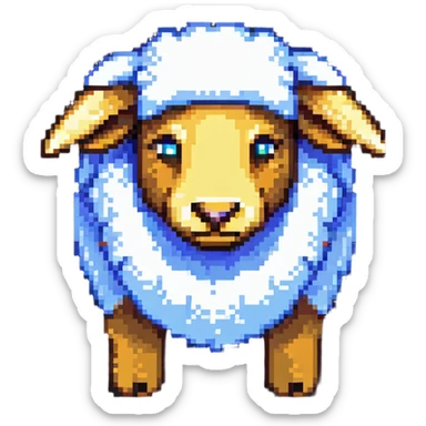 pixel art Minecraft sheep, blocky and square, resembling the in-game appearance sticker