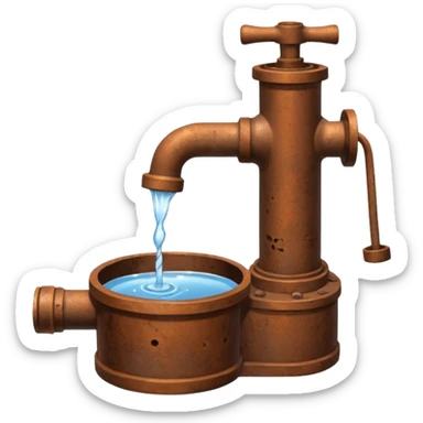 Ghibli style water pump with water pouring out of it sticker