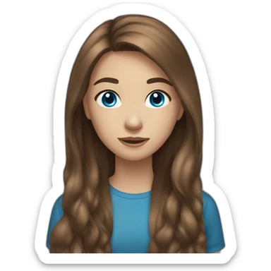 teenage girl with long brown hair and blue eyes sticker