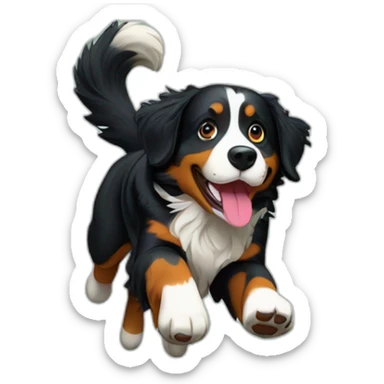 bernese mountain dog jumping in forest sticker