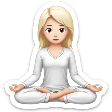 girl does yoga sitting in white atlas pajamas sticker