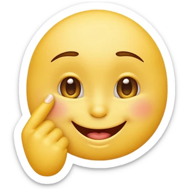 Cheeky yellow emoji, playful smirk, winking, gently biting a fingernail, clean expressive emoji style. sticker