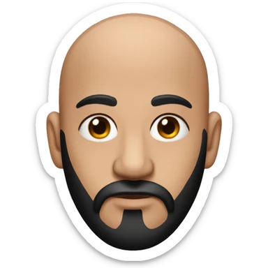 Bald man with black beard and heart face tattoo  sticker