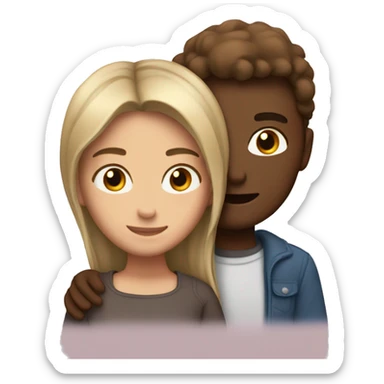 Hug cuple withe skin Brown hair sticker