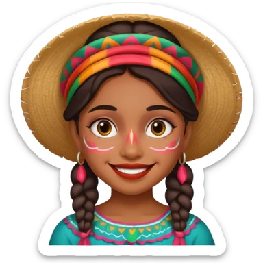 mexican cute girl with painted face sticker