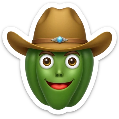 green vegetable with a top cowboy hat sticker