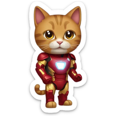 cat in a ironman costume sticker