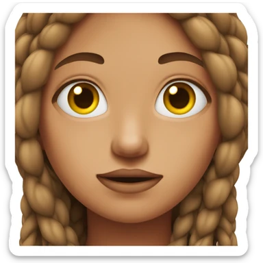 girl with twin brown braids with scary eyes  sticker