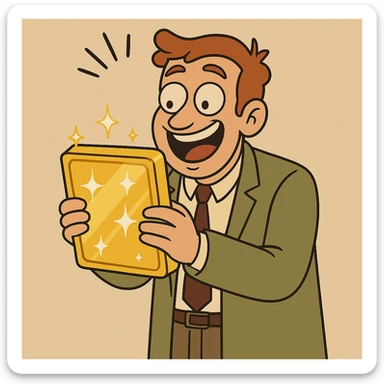 Add sparkles to the gold tablet in a cartoon style. sticker