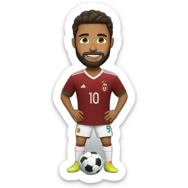 litlle brown man with a beard playing football with Ronaldo sticker