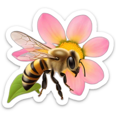 Flower + honeybee sticker