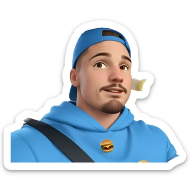 cool guy with a burger sticker