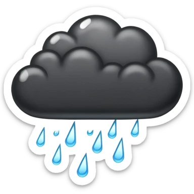 Black cloud with rain and lightning  sticker